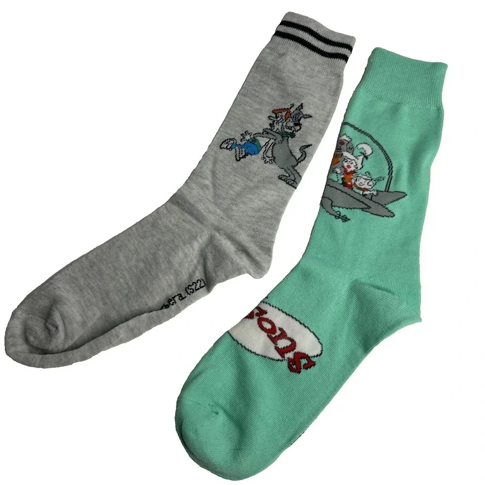 2 Pair The‎ Jetsons Adult Novelty Socks Sz 6-12 Mid Calf Unisex Set Astro George